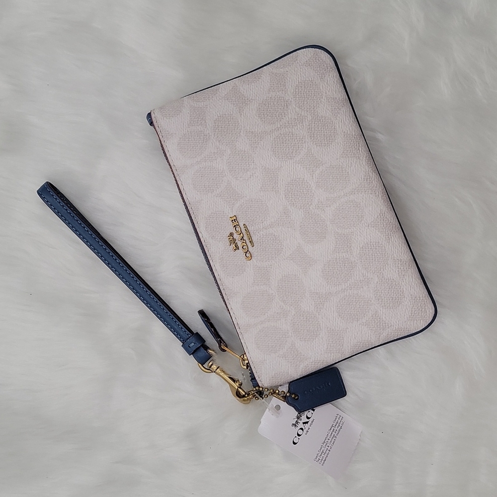 Coach Wristlet In Blocked Signature Canvas